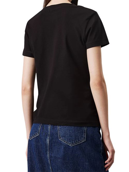 T-shirt donna nera in cotone rigenerativo Calvin Klein Jeans | J20J223563BEH